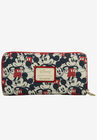 Loungefly x Disney Women's Mickey & Minnie Mouse Zip Around Wallet Navy, MULTI, hi-res image number 0