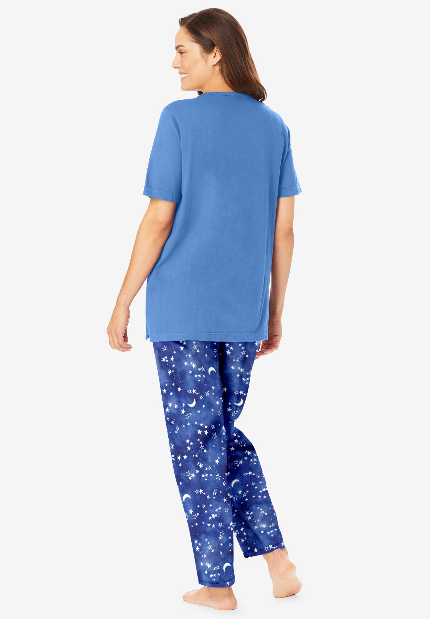 Graphic Tee Pure Cotton PJ Set, FRENCH BLUE TIE DYE MOON, on-hover image number 1