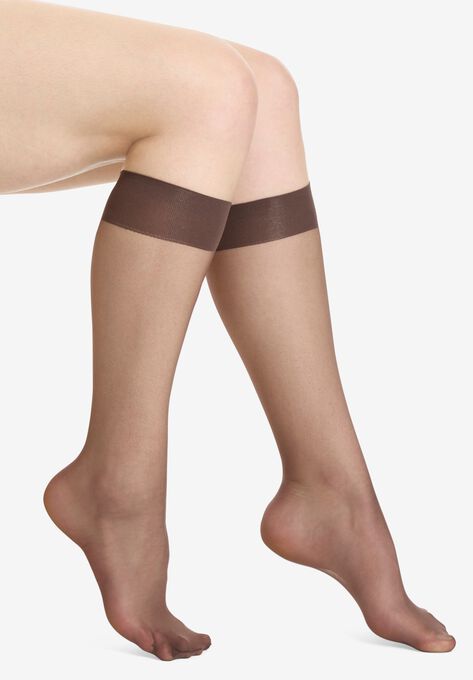 3-Pack Sheer Knee-High Socks , DARK COFFEE, hi-res image number null