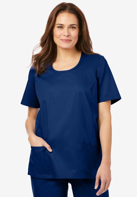 Scoopneck Scrub Top, EVENING BLUE, hi-res image number null
