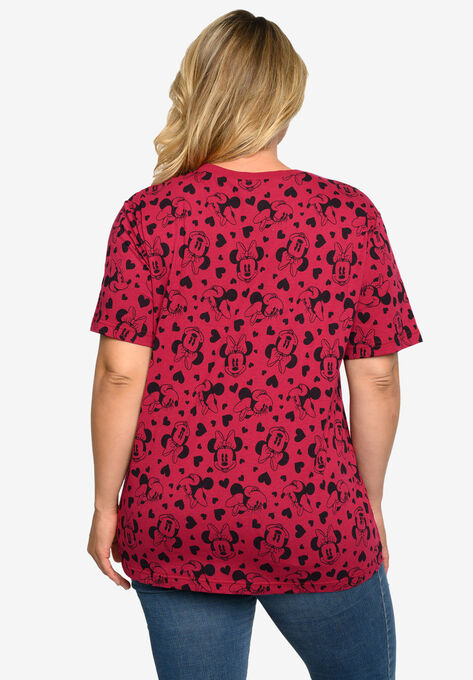 Minnie Mouse Hearts All-Over Print T-Shirt Cranberry Red, , alternate image number null