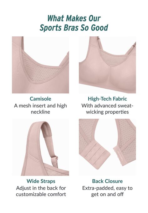 Full Figure Plus Size No-Bounce Camisole Elite Sports Bra Wirefree #1067 Bra, , alternate image number null