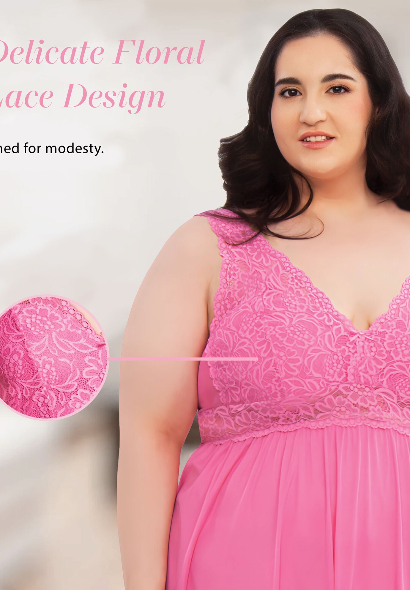 Women&#39;S Classy Nylon Tricot Sleeveless Long With Stretchy Lace Night Gown, , alternate image number 1