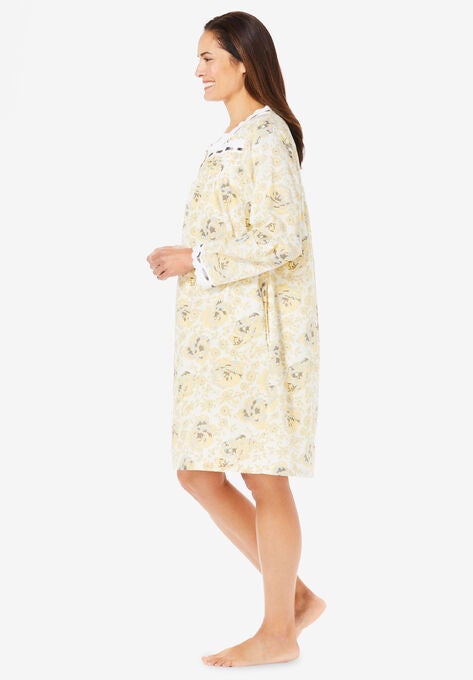 Short 2-Piece Cabbage-Rose Print Peignoir Set, , alternate image number null