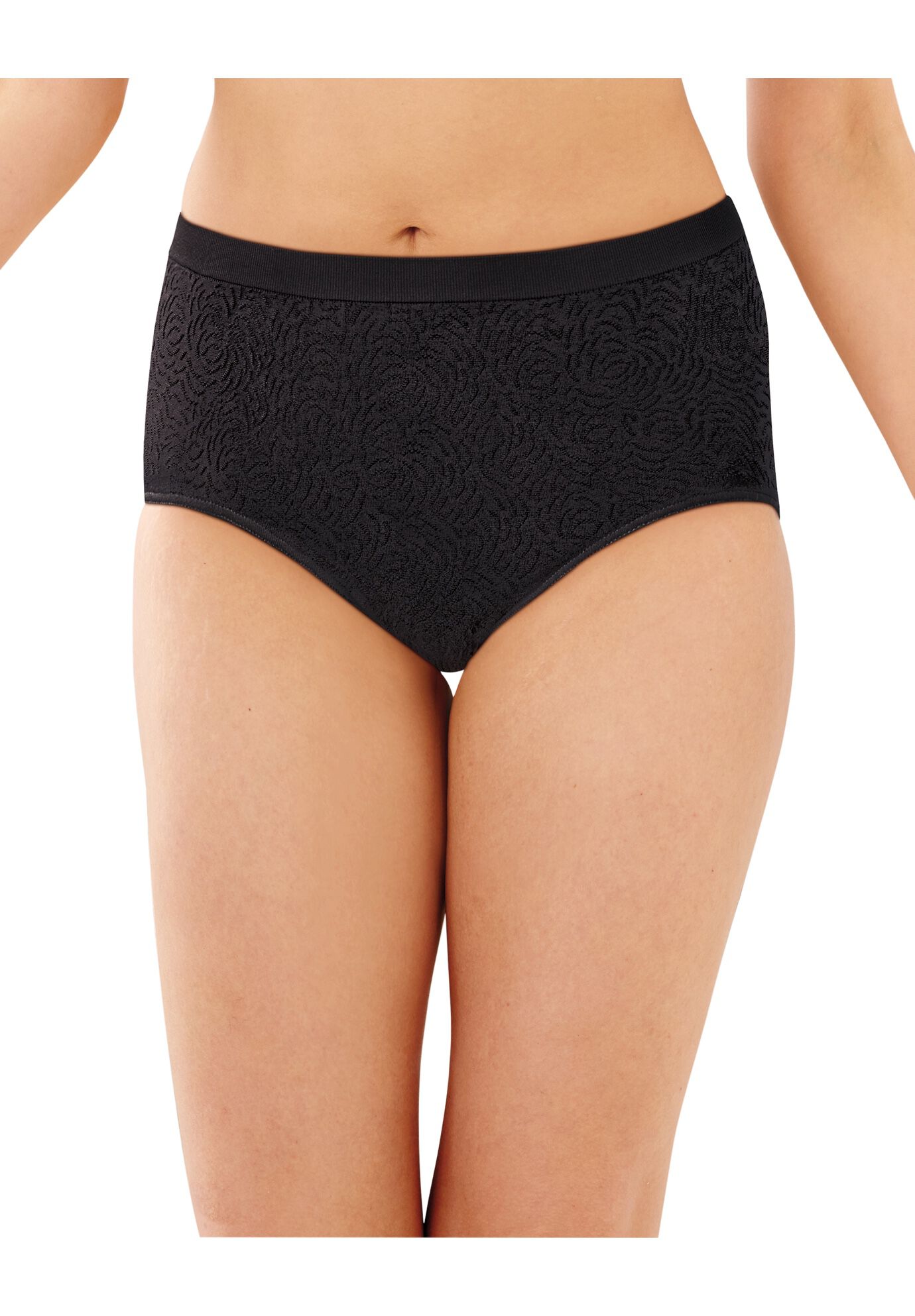Plus Size Women's Comfort Revolution Brief by Bali in Black Damask (Size 9)