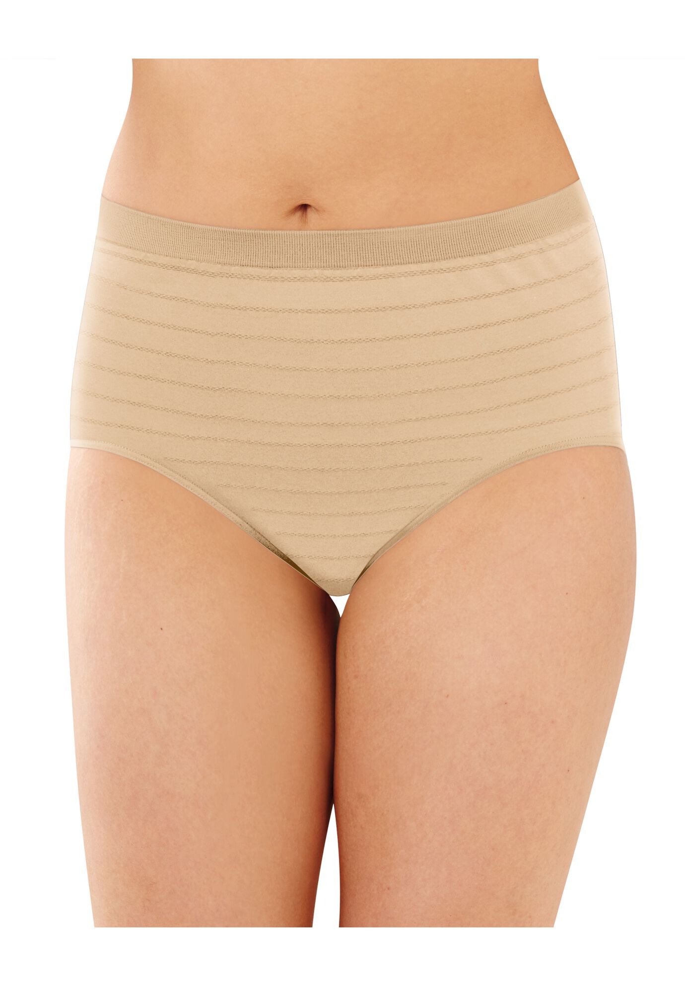 Plus Size Women's Comfort Revolution Brief by Bali in Soft Taupe Stripe (Size 11)