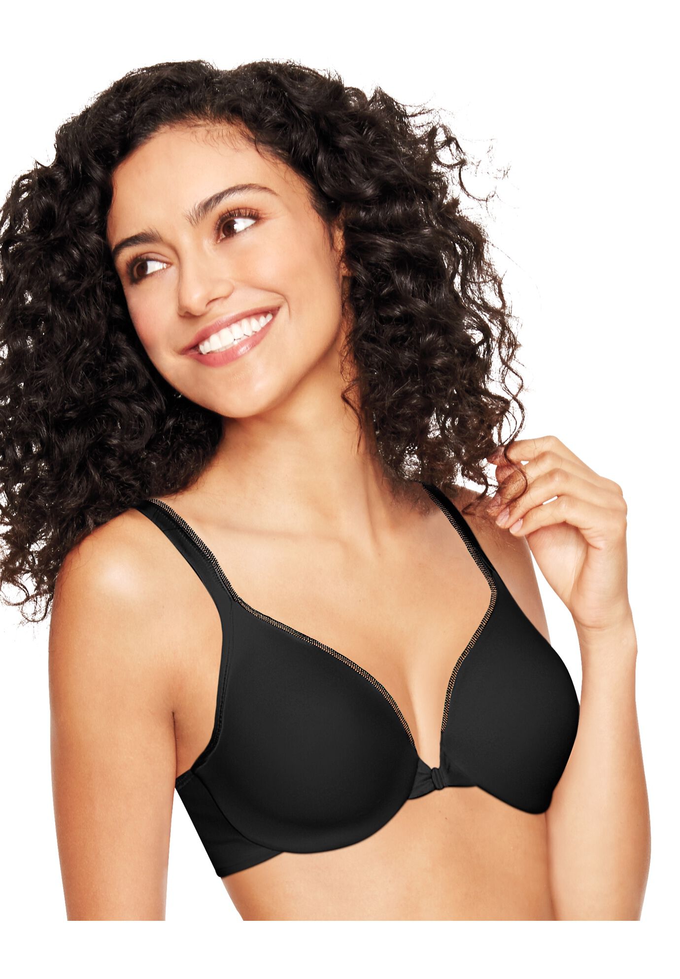 Plus Size Women's Ultimate ComfortBlend T-Shirt Front-Close Underwire Bra by Hanes in Black (Size 38 D)