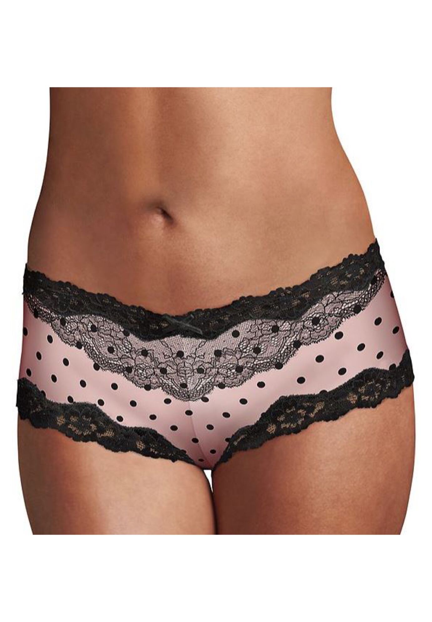 Plus Size Women's Cheeky Lace Hipster by Maidenform in Pearl Blush Black (Size 5)