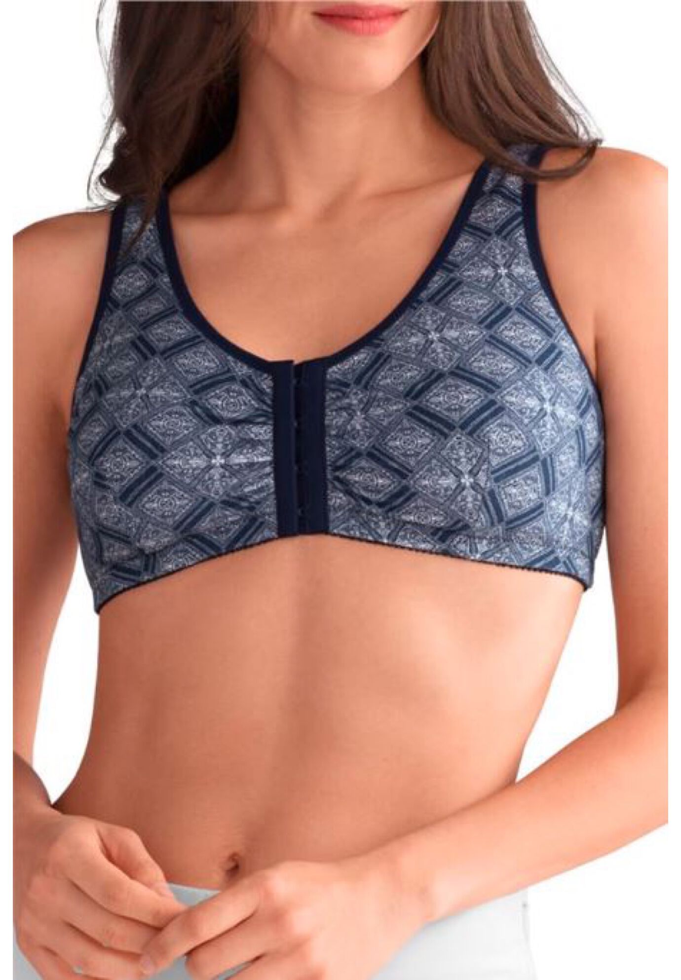 Plus Size Women's Amoena Frances Wire Free Leisure Bra 2128 by Amoena in Blue White (Size XS A)