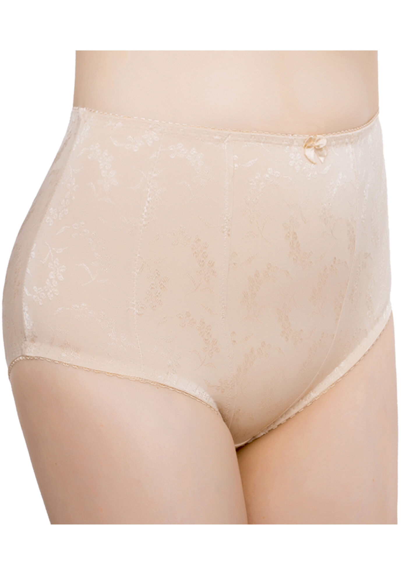 Plus Size Women's 2-Pack Floral Jacquard Shaping Panties by Exquisite Form in Nude (Size 5XL)