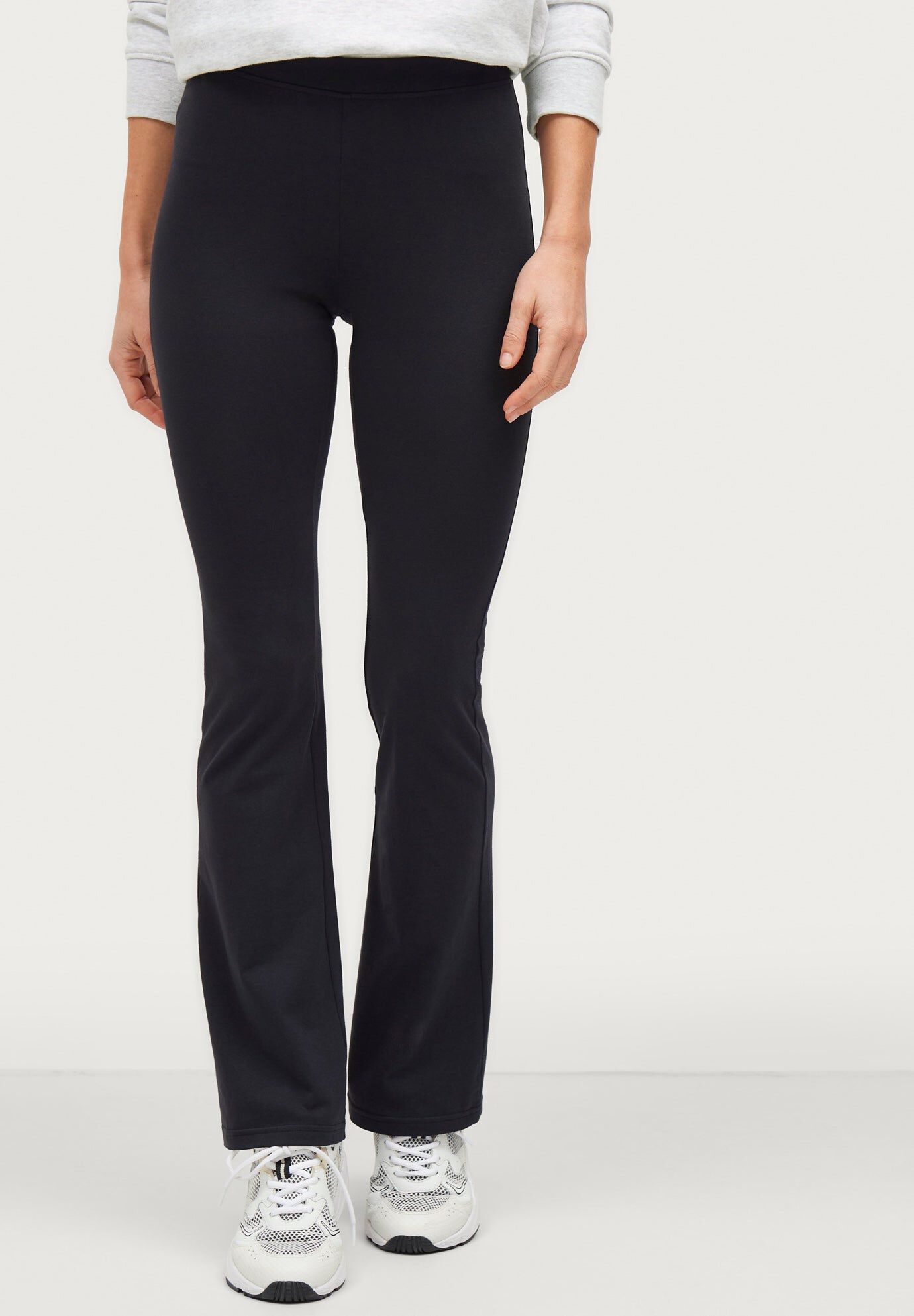 Cotton Spandex Full Length Bootcut Flat Waistband Leggings