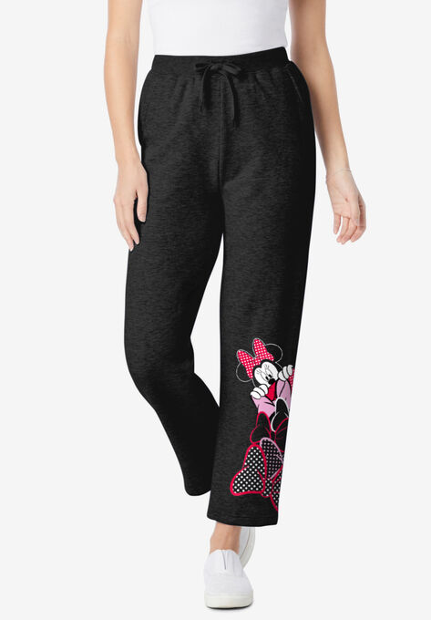 Disney Women's Fleece Black Sweatpants Minnie Mouse, BLACK MINNIE BOW, hi-res image number null