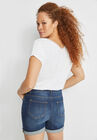 Rolled Hem Denim Shorts, , alternate image number null