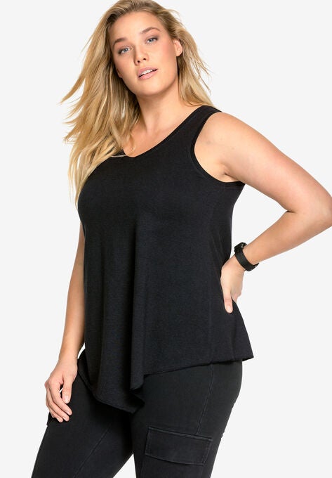 V-Neck Pointed Front Tank, , alternate image number null