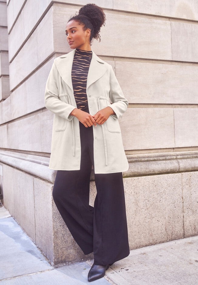 Drawstring Waist Dress Coat, , alternate image number null
