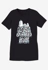 Peanuts Short Sleeve Crew Tee Black Snoopy Leopard, , alternate image number null