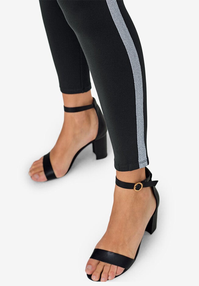 Glitter Side Stripe Ponte Leggings, , alternate image number null