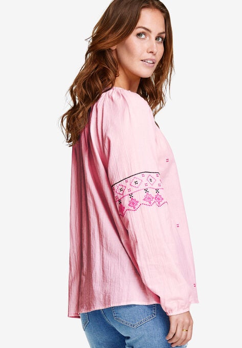 Embroidered Peasant Blouse, , alternate image number null