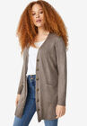 Long Boyfriend Cardigan With Tortoise Buttons, , alternate image number null