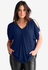 Slit Sleeve Blouse, EVENING BLUE, hi-res image number null