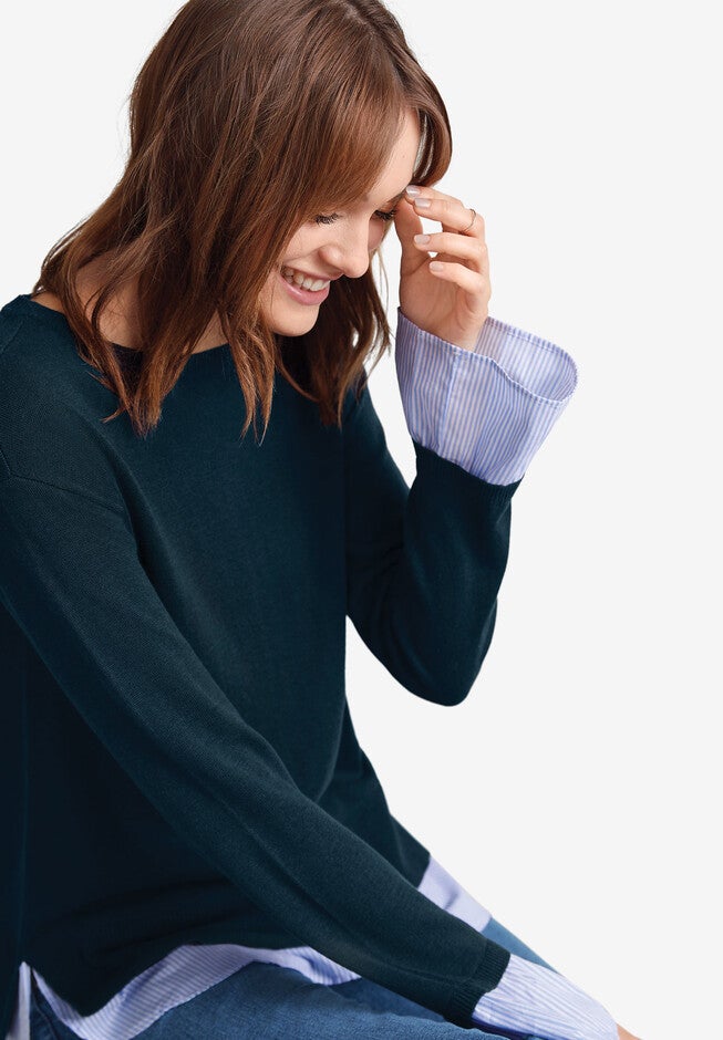 Fine Gauge Layered Pullover, , alternate image number null