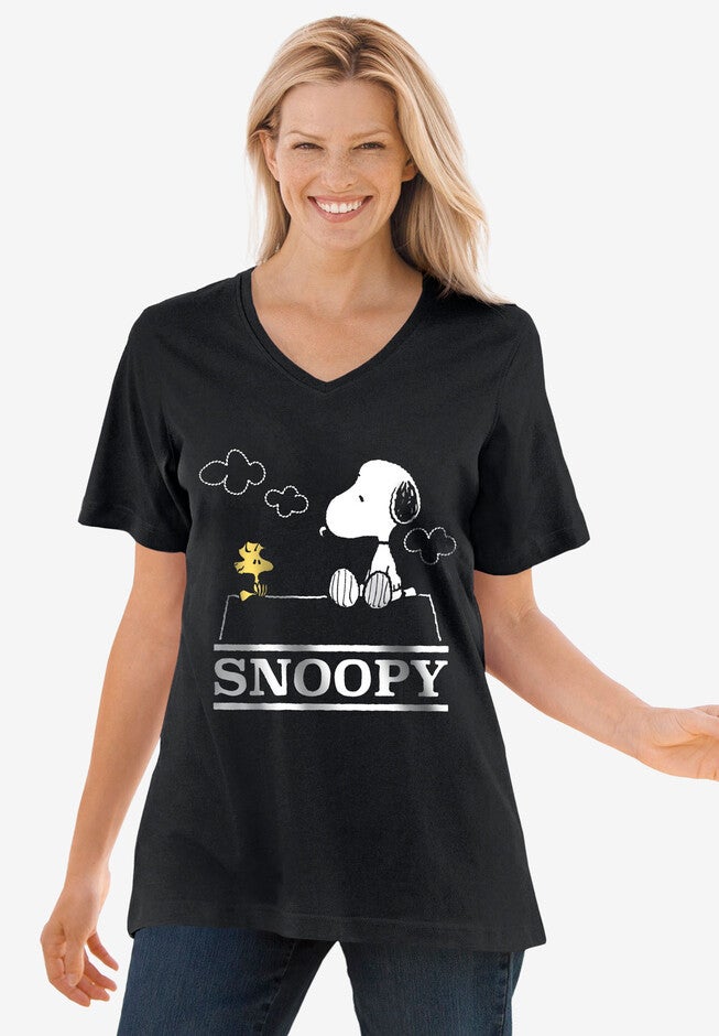 Peanuts V-Neck Tee, BLACK SNOOPY, hi-res image number null