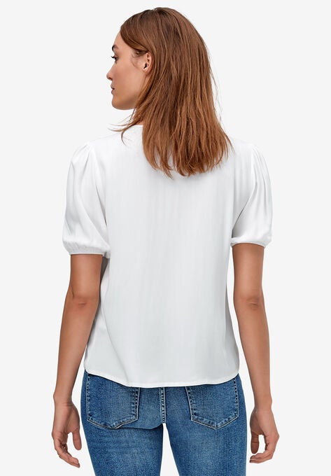 Contrast Button-Front Blouse, , on-hover image number null