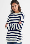 Striped Tunic Sweater, IVORY NAVY STRIPE, hi-res image number null