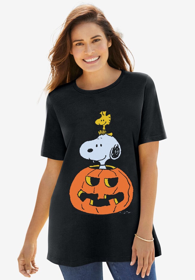 Peanuts Short Sleeve Crewneck Tee Black Pumpkin Snoopy, BLACK PUMPKIN SNOOPY, hi-res image number null