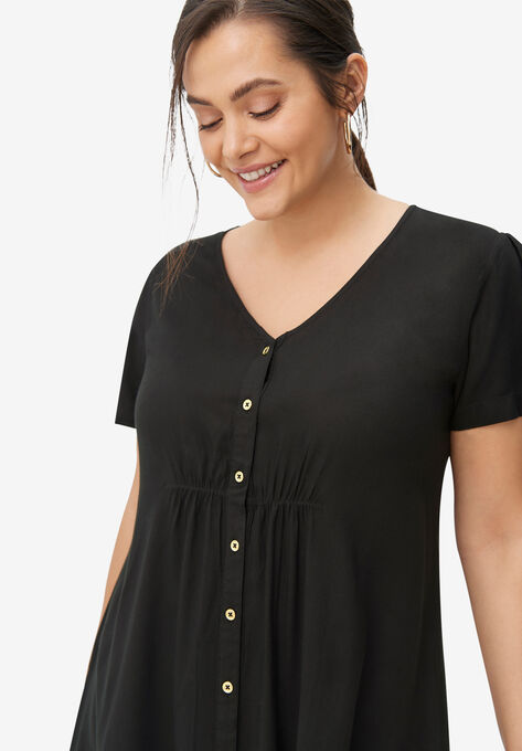 V-Neck Button-Front Tunic, , alternate image number null