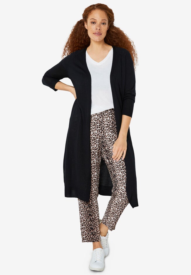 Fine Gauge Duster Cardigan, BLACK, hi-res image number 0