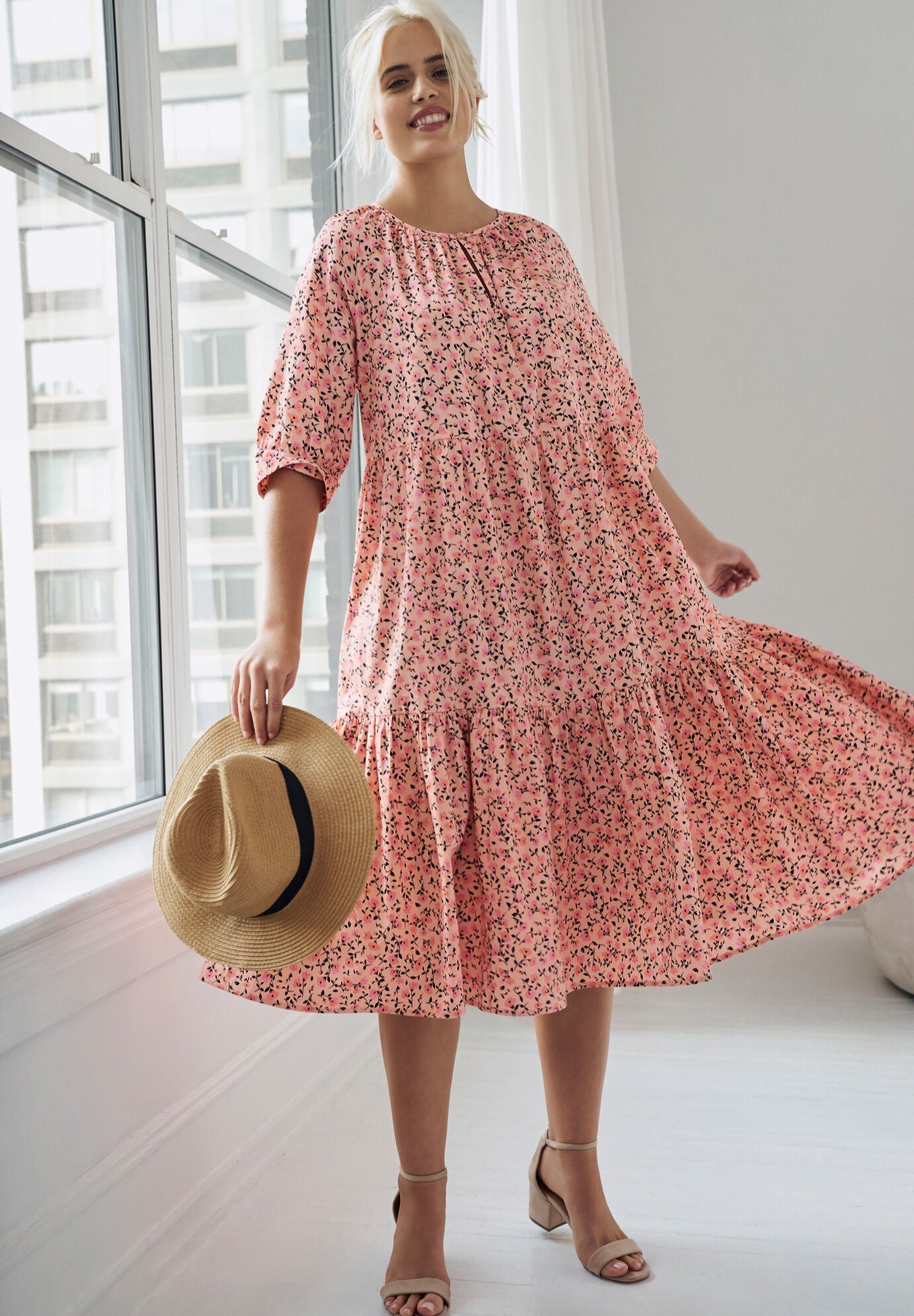 Tiered cotton midi dress discount