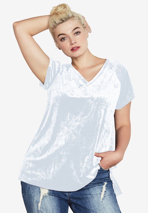Crushed Velour Tee, PEARL GREY, hi-res image number null