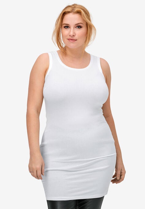 Long Sleeveless Tank, WHITE, hi-res image number null