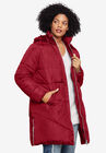 Long Puffer Coat, MAROON RED, hi-res image number 0