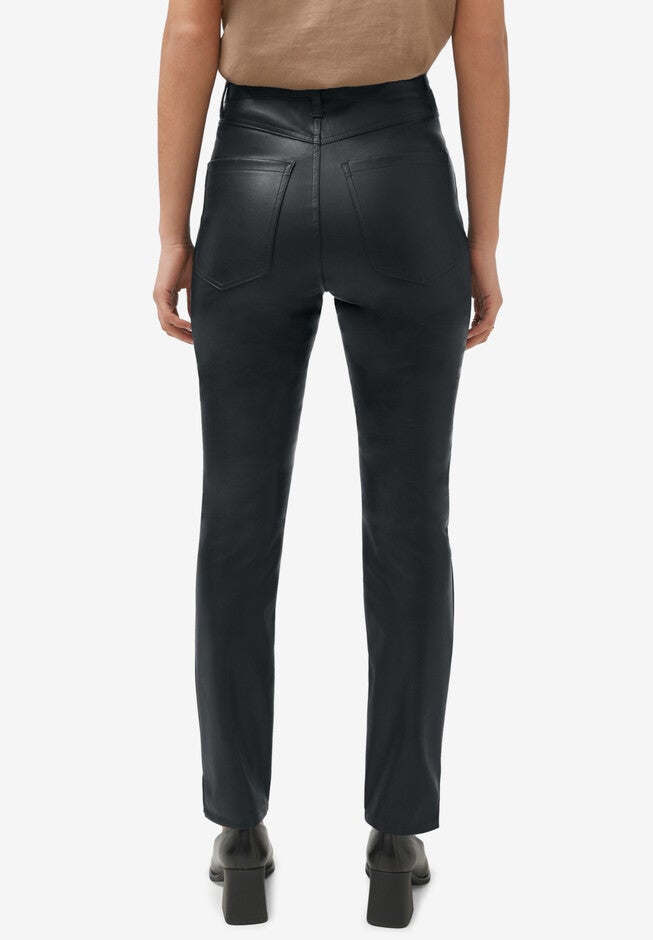 5-Pocket Faux Leather Pants, , on-hover image number null