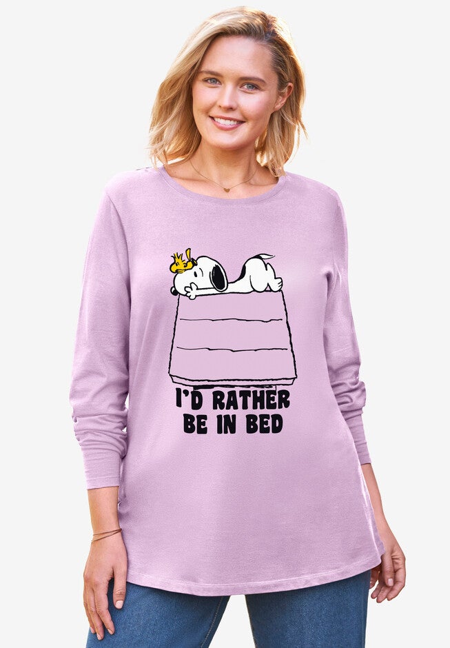 Peanuts Long Sleeve Tee, PINK SNOOPY BED, hi-res image number null