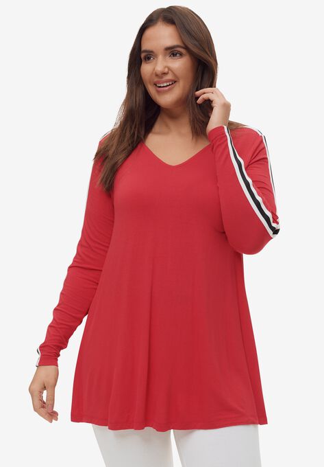 Side-Stripe Tunic, RADIANT RED, hi-res image number null