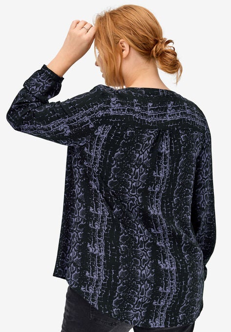 Notch Neck Henley Tunic, , on-hover image number null