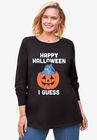 Disney Women's Long Sleeve Crew Tee Halloween Black Eeyore, BLACK EEYORE, hi-res image number null