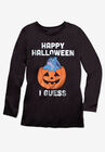 Disney Women's Long Sleeve Crew Tee Halloween Black Eeyore, , alternate image number null