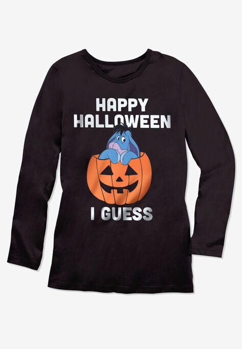 Disney Women's Long Sleeve Crew Tee Halloween Black Eeyore, , alternate image number null