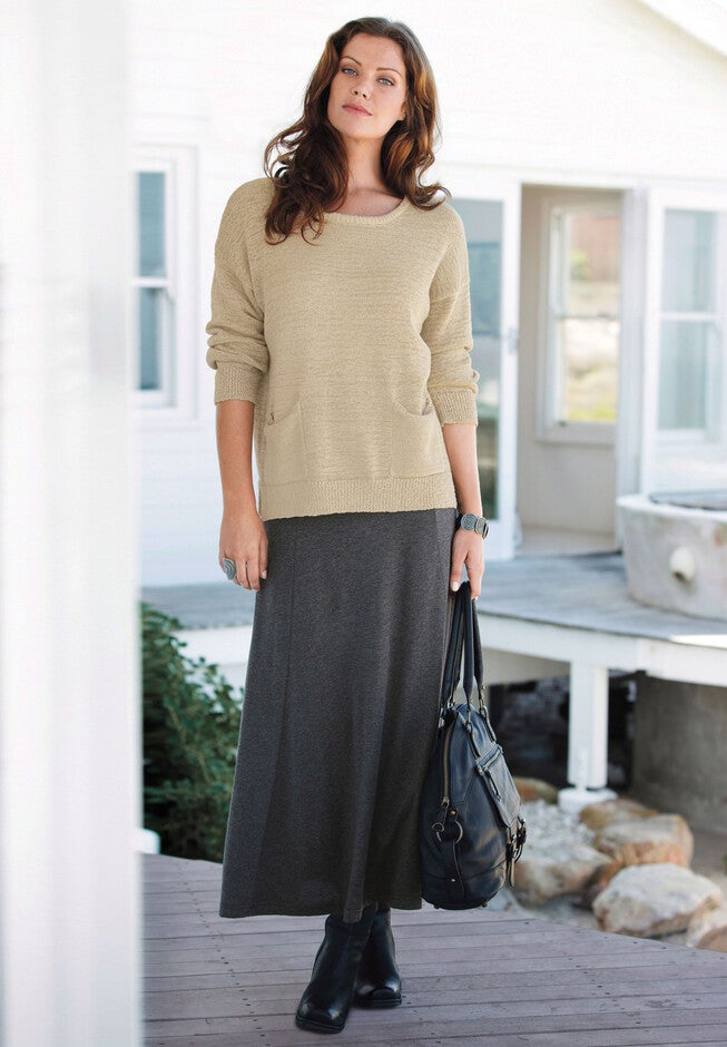 Flared Elastic Waist Skirt, , alternate image number null