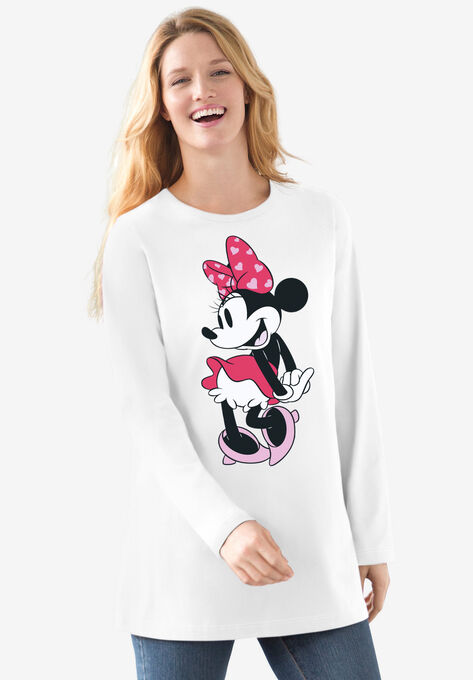 Disney Women's Long Sleeve Crew Tee Minnie Mouse Posing, WHITE MINNIE, hi-res image number null