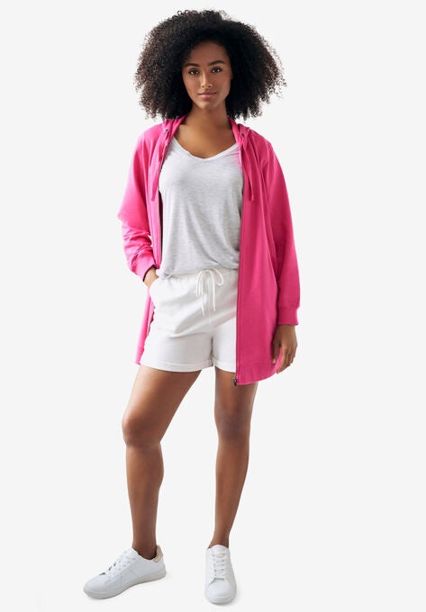 French Terry Drawstring Shorts, WHITE, hi-res image number null