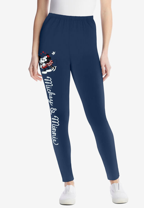 Disney Women's Navy Leggings Mickey and Minnie Kiss Placed, NAVY MICKEY KISS, hi-res image number null