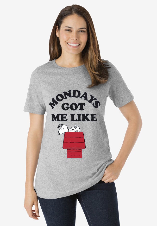 Peanuts Crewneck Tee, HEATHER GREY SNOOPY, hi-res image number null