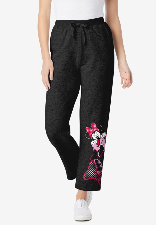 Disney Women's Fleece Black Sweatpants Minnie Mouse, BLACK MINNIE BOW, hi-res image number 0