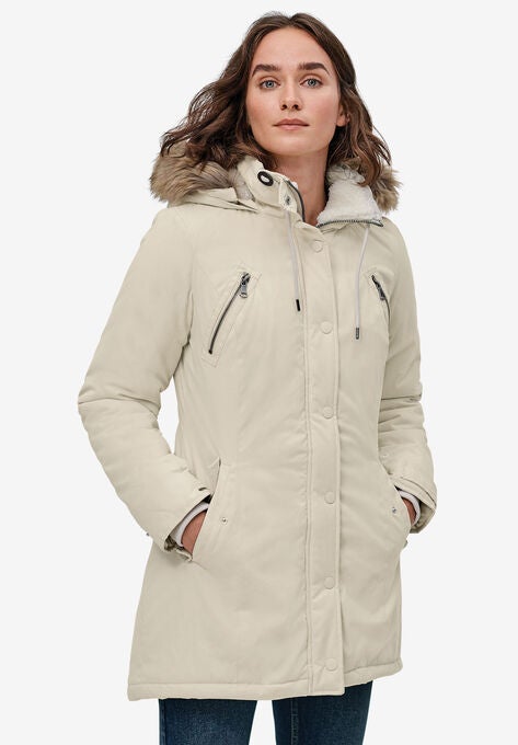 Modern A-line Parka, STONE, hi-res image number null