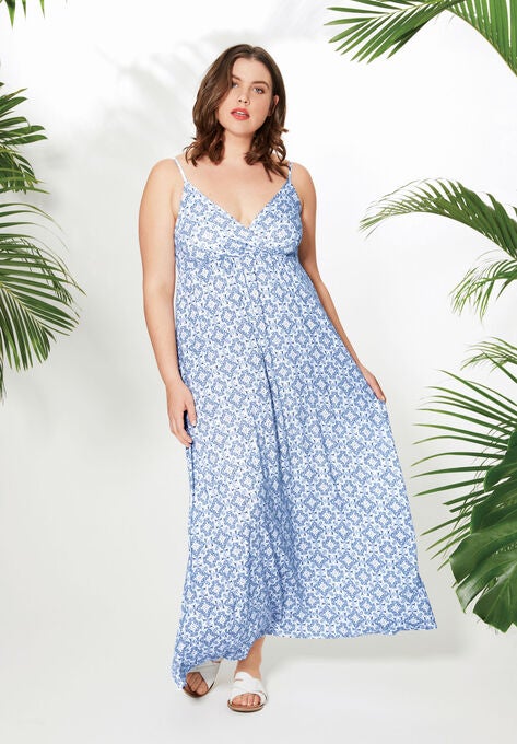 Knit Surplice Maxi Dress, , alternate image number null